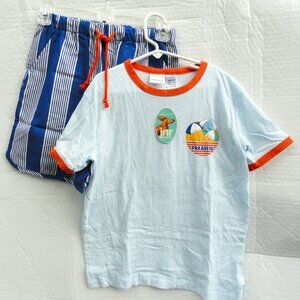 Peter Alexander Junior Blue Orange Paradiso Pajama Shorts Set Youth Size 10